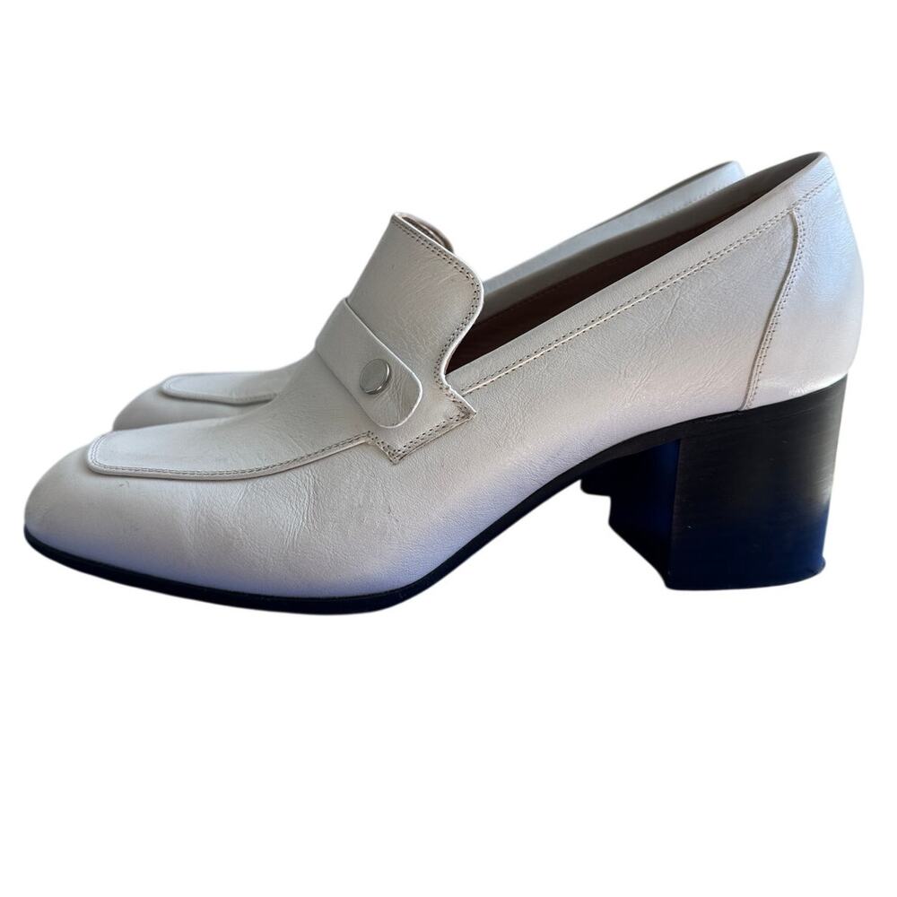 Laurence Dacade White Leather Tracy Heeled Loafers Shoes Italy - Picture 8 of 10